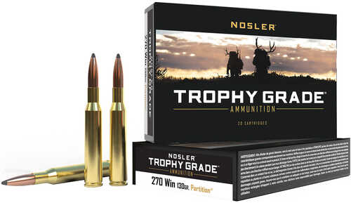 Nosler Trophy Grade Rifle Ammunition 270 Win. 130 gr. PT SP 20 rd. Model: 61024
