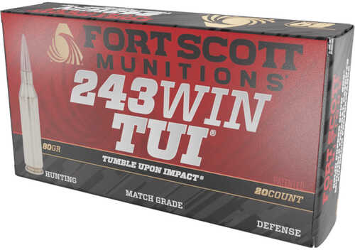 Fort Scott Munition Rifle Ammo 243 Win. 80 gr. TUI 20 rd. Model: 243-080-SCV