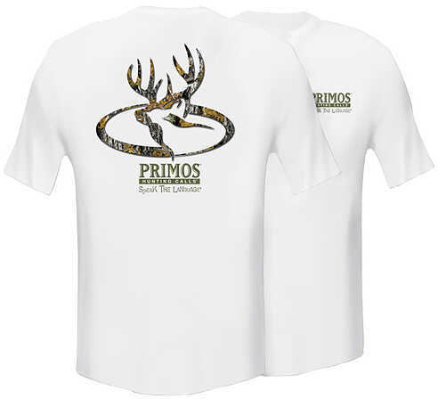 Primos White T-Shirt W/Camo Logo Lg