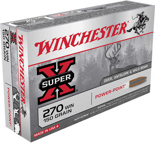 Winchester Super-X Rifle Ammo 270 Win 150 gr. Power-Point 20 rd. Model: X2704