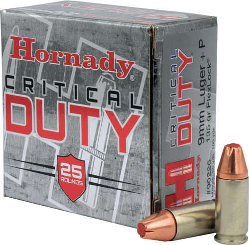 Hornady Critical Duty Pistol Ammo 9mm Luger +P 135 gr. FlexLock 25 rd. Model: 90226