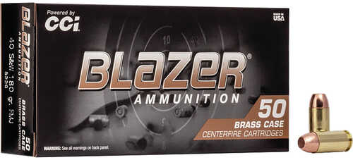 CCI Blazer Brass Pistol Ammo 40 S&W 180 gr. FMJ Flat Nose 50 rd. Model: 5220