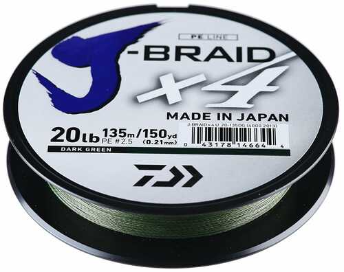 Daiwa J-Braid X4 Dark Green Mono Dia.= 10Lb. Model: JB4U40-300D