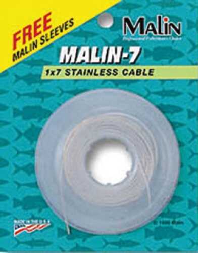 Malin Seven Strand SS Wire Black 30ft .030Dia 50Lb W/12 Sl