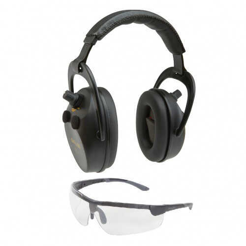 Allen -Axion Electronic Lo-Profile Earmuff & Glasses Combo Black Finish NRR 25 Rated Anti-fog/Clear Lense for Re