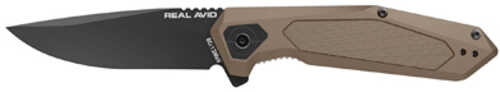 Real Avid Rav-3 Folding Knife Plain Edge Matte Finish Black And Tan Aluminum Handle 3.25" Blade Length 7.75" Overall Len