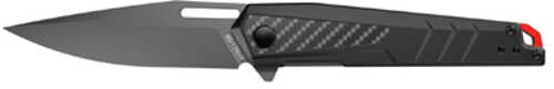 Real Avid Rav-5 Folding Knife Plain Edge Matte Finish Black Aluminum Handle 3.4" Blade Length 7.6" Overall Length Liner 