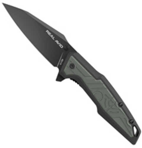 Real Avid RAV-1 Folding Knife Plain Edge Matte Finish Green and Black Nylon Handle 3.25" Blade Length 7.75" Overall Leng