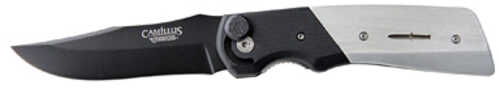 Camillius CUDA BOLT Folding Knife Plain Edge Blade and Silver G-10/ Aluminum Handle Matte Finish Black Blade 3.75" Blade