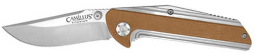 Camillius SEVENS Folding Knife Plain Edge Brown and Silver G10/Stainless Steel Handle Satin Finish Silver Blade 2.75" Bl