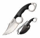 Cold Steel Double Agent 3" Fixed Blade Knife Clip Point Serrated Edge AUS 8A/Polished AUS 8A/Black G10 Secure-Ex Sheath 