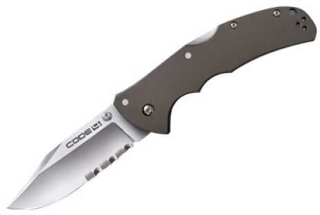 Cold Steel Code-4 Folding Knife AUS 8A/Stainless Half Serrated Blade Clip Point Pocket 3.5" 6061 Aluminum 58TPCH