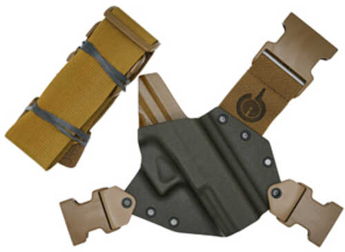 GunfightersINC Kenai Chest Holster Kydex Shell Nylon Harness Fits FN FiveSeven Gray Shell Coyote Brown Harness Right Han