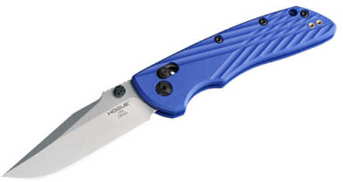 Hogue Deka Folding Knife Cpm Magnacut Stone Tumble Finish Silver Plain Clip Point Edge 3.25" Blade Blue Polyamide Nylon 