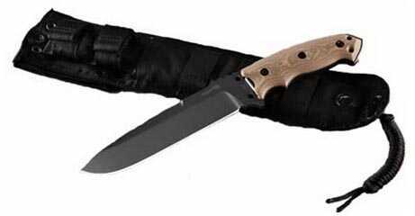 Hogue Grips EX-F01 7" Fixed Blade Knife Drop Point G10 Frame A2 Black Kote G-Mascus Tan Scales Sheath 35157