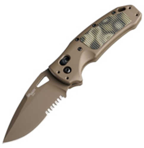 Hogue SIG K320 AXG Scorpion Folding Knife Cerakote Finish Tan Drop Point 3.5" Blade Length CPM-S30V Blade Steel Combo Ed