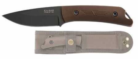 KABAR Jarosz Fixed Blade Knife 1095 Cro-Van/Black Plain Drop Point Polyester Sheath 3.5" 7502