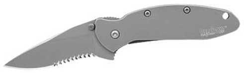 Kershaw Scallion Folding Knife/Assisted 420HC/Satin Combo Clip Point Thumb Stud/Pocket 2.25" Satin 410 Stainless Bo