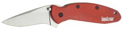 Kershaw Scallion Folding Knife/Assisted 420HC/Satin Plain Clip Point Thumb Stud/Pocket 2.25" Red Aluminum Box 1620R