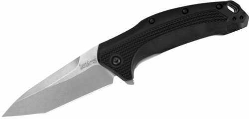 Kershaw Shield Folding Knife, Cr13MOV Stonewashed Finish,Plain Edge, 3.1" Blade, 410 - Titanium Carbo-Nitride Coated Fra