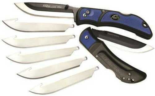 Outdoor Edge Razor EDC Lite Folding Knife Plain 3" Blades 420J2 Stainless Steel Blue and Black Handle Includes (4)