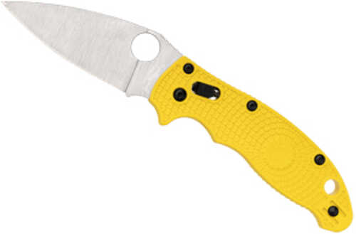 Spyderco MANIX 2 Lightweight Salt Folding Knife Plain Edge Yellow FRCP Handle Satin Finish Silver 3.37" Blade Length CPM