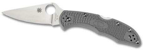 Spyderco Delica4 Lightweight Folding Knife VG10/Satin Plain Clip Point Circle Thumb Hole/Pocket 2.875" Grey FRN Box