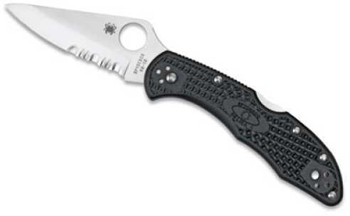 Spyderco Delica4 Lightweight Folding Knife Vg10/Satin Combo Spear Point Circle Thumb Hole/Pocket Clip 3" Black FRN Box C