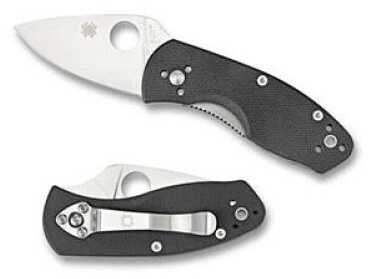 Spyderco Ambitious G-10 Folding Knife 8Cr13MoV/Satin Plain Drop Point Circle Thumb Hole/Pocket Clip 2.25" Black G10 C148