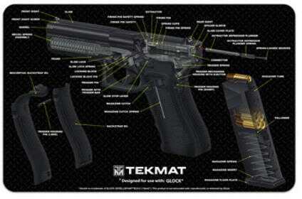 TekMat For Glock Pistol Mat 3D Cut Away 11"x17" Black 17-GLOCK-CA