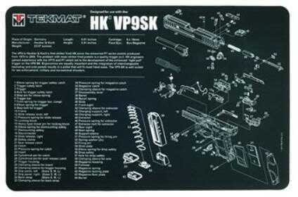 Tekmat Pistol Mat For Heckler & Koch Vp9sk 11"x17" Black Finish