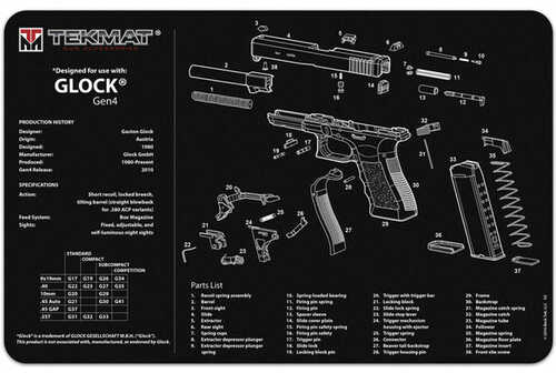 Tekmat Cleaning Mat Pistol Size 11"x17" For Canik Tp9sf Black Tek-r17-canik-tp9sf