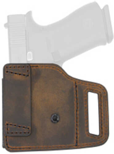 Versacarry V-Slide Belt Slide Holster Right Hand Fits Glock 43 Distressed Leather and Polymer Brown VSL211G43