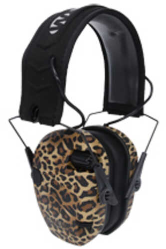 Walker's Razor Electronic Earmuff Noise Reduction 23DB Leopard Print Black and Tan  