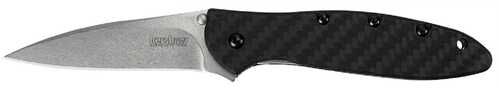 Kershaw Leek Assisted 3 in Stonewash Plain Carbon Fiber Hndl