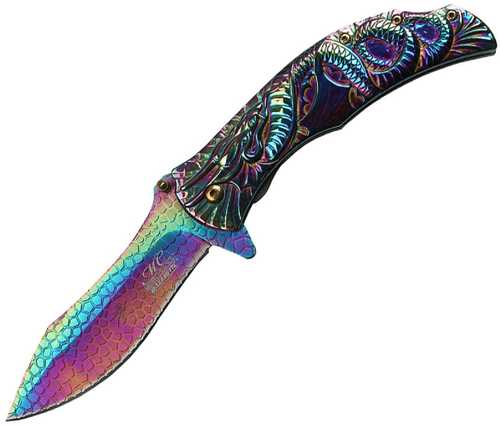 Master Cutlery Collection Spring Assist Fold Knife Rainbow