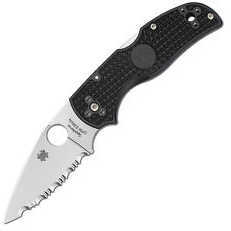 Spyderco- Native 5 Serrated Edge Folding Knife 2.95" Black Blade