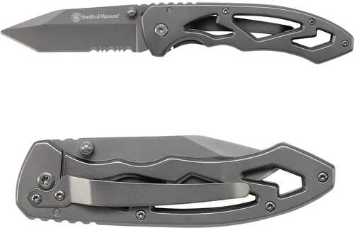 Smith & Wesson CK400LTS Folder 3.0 in Gray Combo Blade Stainless Handle