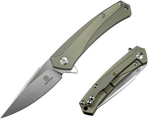 Defcon Barracuda Folder 3.5 in Blade Green Titanium Handle