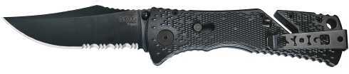 SOG Trident Black TiNi Folding Knife Partially Serrated