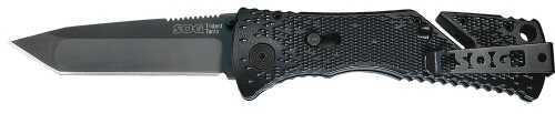 SOG Trident Black TiNi Folding Knife Staright Edge Tanto