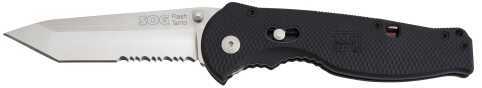 SOG Flash II Tanto Folding Knife Satin Partially Serrated