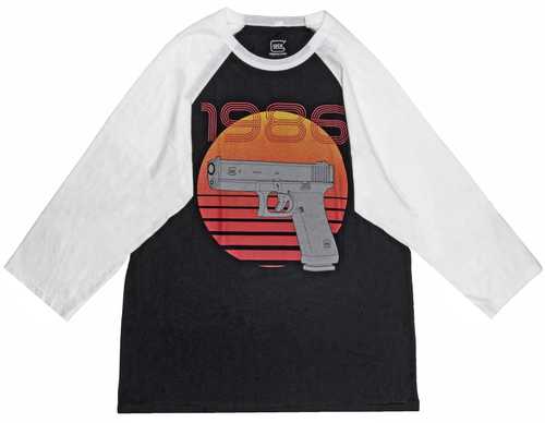 Glock AP95636 Retro 1986 XXX-Large 3/4 Sleeve T-Shirt Black/White Cotton/Polyester                                      