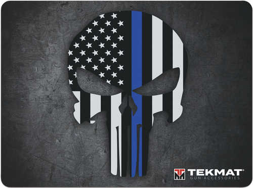 BECK TEK LLC (TEKMAT) R20PUNISHER Punisher Ultra Premium Cleaning Mat Blue Line Skull 20" x 15" Black/White/Bl