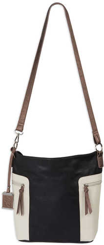 Bulldog Convertible Hobo/Cross Body Style Purse Leather Black/Tan