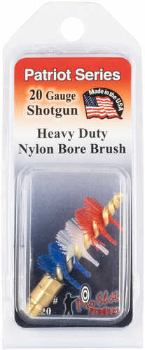 Pro-Shot PS20 Shotgun Bore Brush Patriot 20 Gauge Brass Core Nylon Bristle (Red, White, Blue)