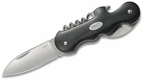 Columbia River CaRKT Triple Play 2.51" Folding Plain Satin 8Cr13MoV SS Blade Black Pakkawood Handle Features Bottle