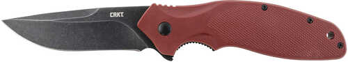 CRKT K800RKP Shenanigan 3.35" Folding Drop Point Plain Black Stonewash 1.4116 Steel Blade Grn Maroon Handle