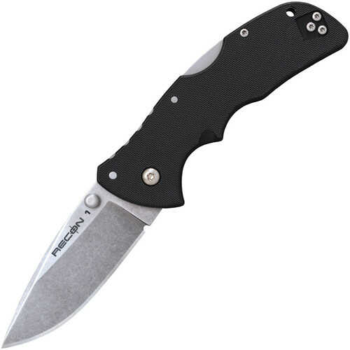 Cold Steel Cs27bas Recon 1 Mini 3" Folding Spear Point Plain Stonewashed Aus-10a Ss Blade/ Black Textured Grn Handle