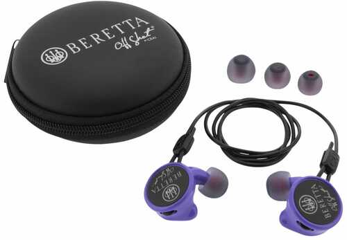 Beretta Usa Cf081a215603a5 Mini Headset Comfort Plus Silicone Ear Piece 32 Db In The Ear Purple Buds With Black Cord